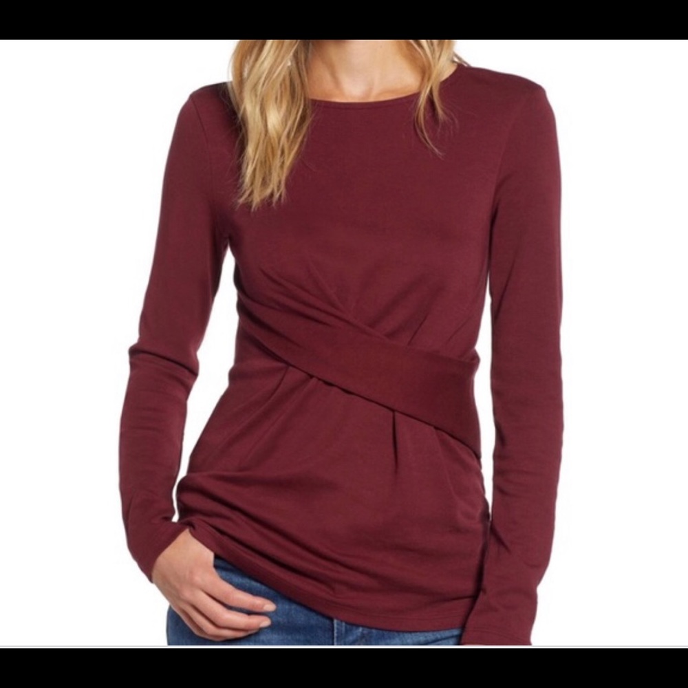 NWOT Halogen Drape-front Ponte Top-Teal!